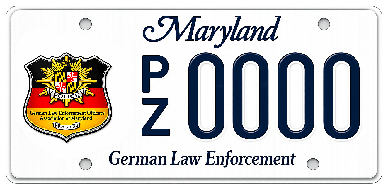 GLEMD Maryland Organizational License Plate